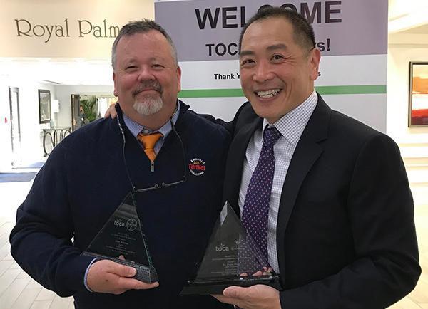 John Reitman (l) with Dr. Frank Wong, TOCA's 2017 award winners.