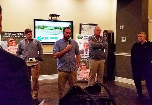 Josh Webber addresses the group at Beer & Pretzels. Mike O'Keeffe photo.