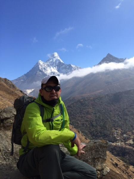 Steve Cook said the views from the trek up Aba Dablam (background) were unlike anything he'd ever seen before.
