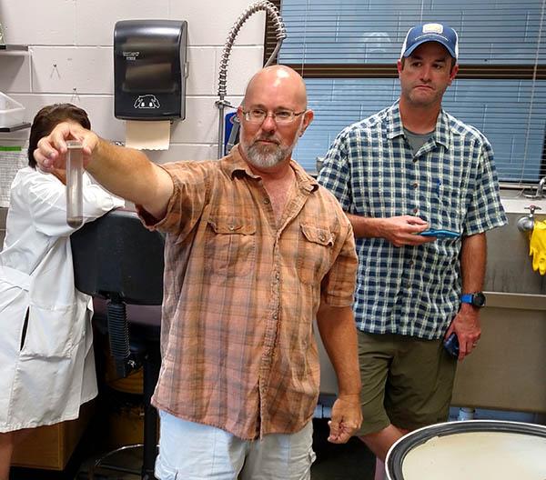 University of Florida nematologist Billy Crow, Ph.D., leads a demonstration on how to extract nematodes from turf samples.