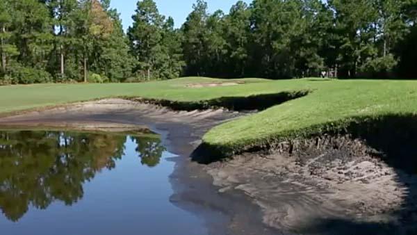 Flooded golf courses were common in October in South Carolina.