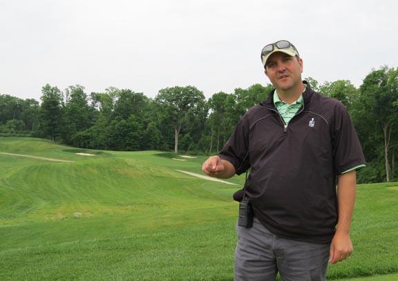 Jason Mahl talks about the work involved in restoring Moraine Country Club in Kettering, Ohio. Photo by John Reitman