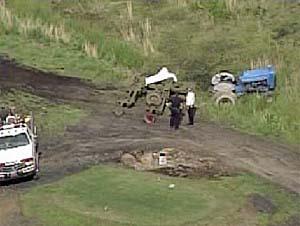 Aerial photo of the accident scene at Cherry Wood Golf Course in Pennsylvania. Photo by KDKA-TV.