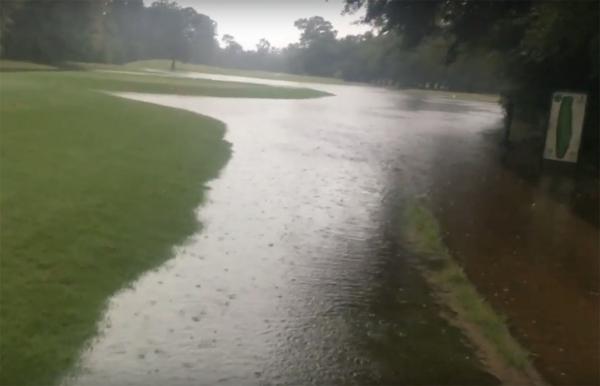 Longwood Golf Club, saturated with rain, two days after Hurricane Harvey made landfall on Aug. 25.