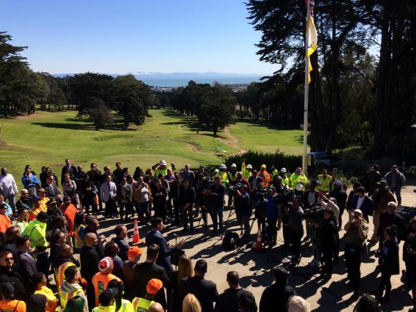 City officials and other stakeholders celebrate the latest graduating class of union laborers at Gleneagles Golf Course at McLaren Park in San Francisco. Photo by John Raulli via Gleneagles Golf Course