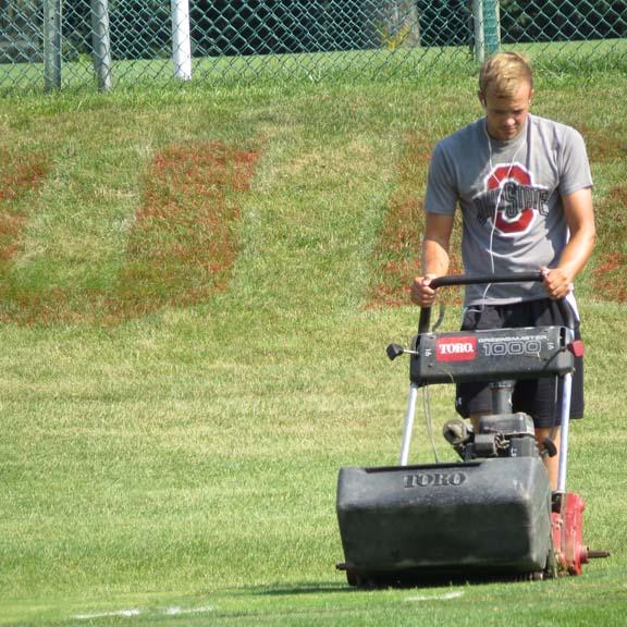 Students enrolled in turfgrass studies at Ohio State play a big role in helping maintain the turf research facility shared by the university and the Ohio Turfgrass Foundation.