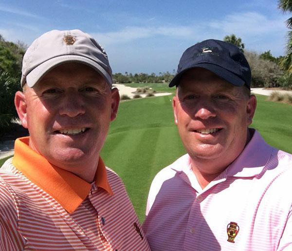 Jim Colo, left, works at Naples National Golf Club, while twin brother John plies his trade at Jupiter Hills Club in Tequesta.