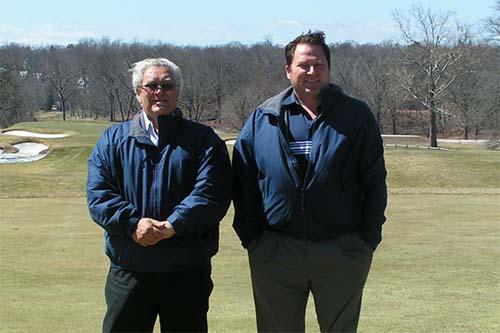 Joe Alonzi, left, will stay on at Westchester Country Club throughout 2014 to help his successor, David Dudones, right.