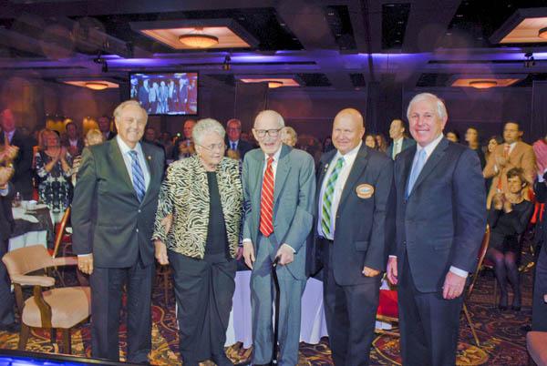 From left, Charles Kline, Judith Bell, Will Nicholson Jr., Dennis Lyon, Hale Irwin during Colorado Golf Association 100th anniversary celebration.