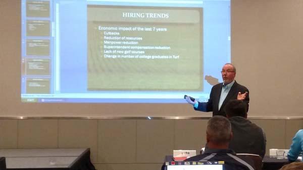 Bruce Williams, CGCS, works the room at the 2015 NGCA Assistant Superintendent Boot Camp.