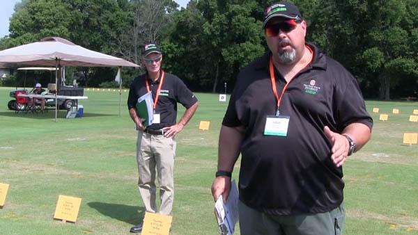 Todd Hicks, right, and Joe Rimelspach, Ph.D., of Ohio State produce a regular series of video updates detailing turf conditions in Ohio and the surrounding area.