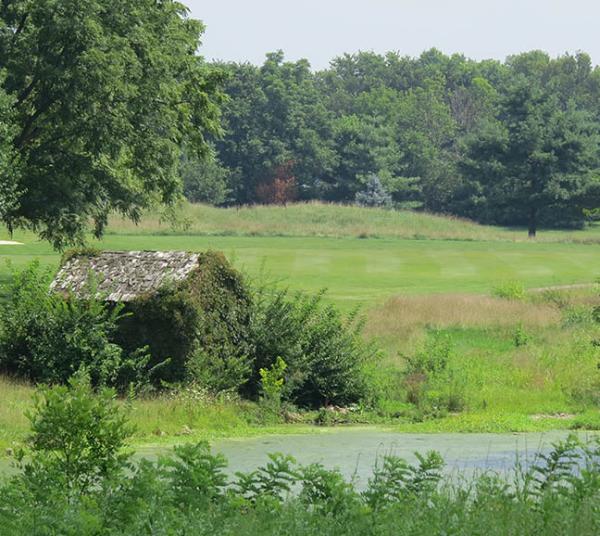 A 19th century limestone spring house remains at Griffin Gate Golf Club.