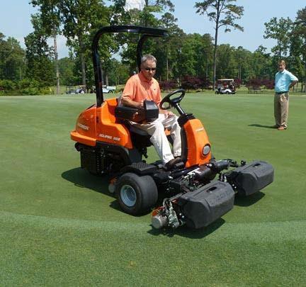 Paul Carter, CGCS, uses electric equipment at The Bear Trace at Harrison Bay in Tennessee.