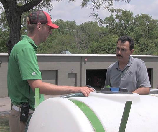2017 TurfNet Technician of the Year Tony Nunes, right, does it all at Chicago Golf Club.